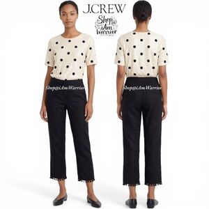 J.Crew Black Linen Cotton Cropped Pants With Pom Pom Hem *shop@iamwarrior